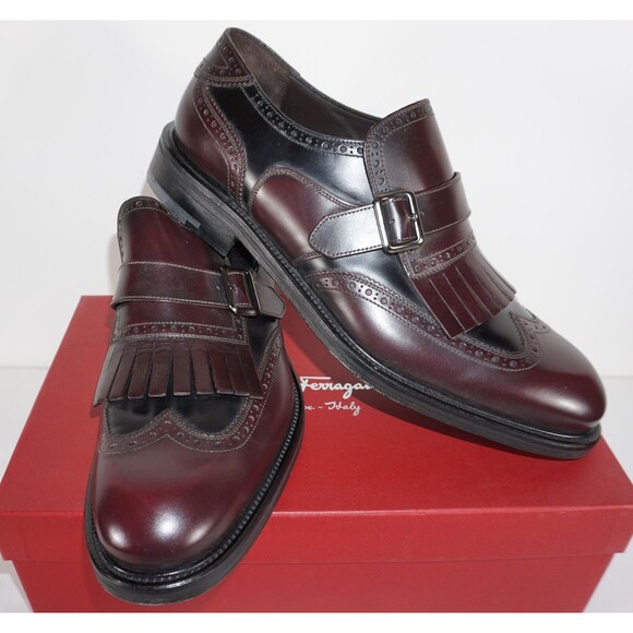 Salvatore Ferragamo GENESIS Dark Red Leather Mens Slip On Dress Shoes 10.5 EEE - Picture 3 of 6